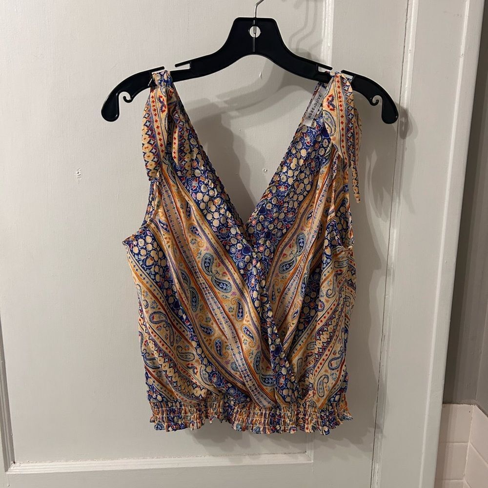 Rose & Olive Multicolor Paisley V-Neck Blouse